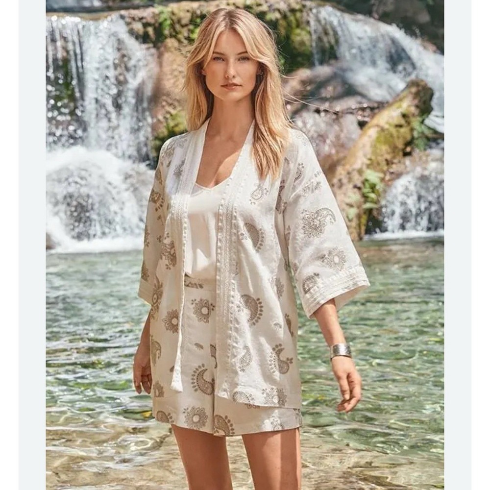Johnny Was Jade Faye Linen‎ Kimono Small S